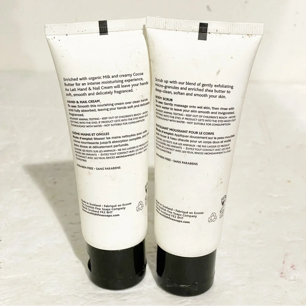 Scottish Fine Soaps Au Lait Hand & Nail Cream Body Scrub 2.6oz Lot‎ Skincare NEW